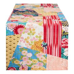 an image of a colorful patchwork table cloth