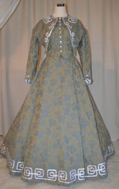 We offer an Civil War era costume (1860). Skirt has pleats and gather details, top (lined) has long gathered sleeves with buttons and vest detailing. Bodice gives the illusion of two pieces, but is actually one combined piece. Please note high level of details: trim on bodice, sleeves and skirt is applied by hand, and buttonholes are Hand-tailored. Discuss with us about your preferences and We will customise dress for you. Fabric: fabric showed in listing is not available. Fabric will be decide Historical Dress, Women Inspiration, Handmade Costumes, Dress Handmade, Period Costumes, Gathered Sleeves, Historical Dresses, Gorgeous Gowns, Women's Costumes