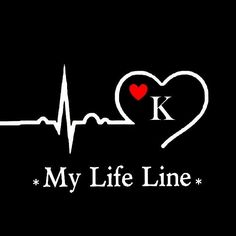 the words my life line are written in white on a black background with a red heart