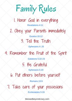 the bible's rules for family rules