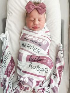 Getting that perfect first photo of your baby is so much easier when you have the cutest accessories! Pick out a personalized baby anem swaddle blanket now!