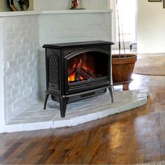 a wood burning stove in a living room