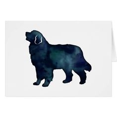 a card with a watercolor painting of a black dog on it's side