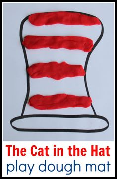 the cat in the hat play dough mat is made out of red and white yarn