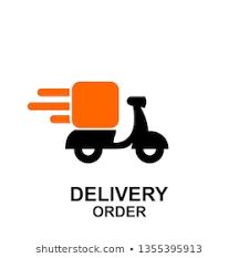 the delivery order logo has an orange scooter on it's front and back