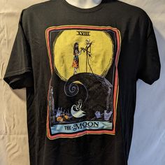 Brand New With Tags! Bought At Spencers Nightmare Before Christmas "The Moon" Tarot Card Tee Featuring Jack And Sally With The Moon Behind Them. Unisex Size Xl Bin 2 Nightmare Before Christmas T-shirts, Nightmare Before Christmas Tarot, Christmas Tarot, Nicki Minaj Pink Friday, Moon Tarot Card, The Moon Tarot Card, New Nightmare, The Moon Tarot, Anime Tees