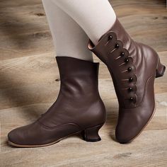 Category:Boots; Upper Materials:PU; Season:Winter,Spring   Fall; Heel Type:Kitten Heel; Gender:Women's; Style:Vintage,Comfort,Bohemia,Fashion,Elegant; Heel Height(inch):1-2; Outsole Materials:Rubber; Occasion:Party,Daily,Club,Outdoor; Closure Type:Lace-up; Pattern:Solid Color; Listing Date:10/26/2023; 2024 Trends:Brogue,Plus Size,Heel Boots,Button Boots Medieval Women Shoes, 1800s Shoes Women, French Shoes Women, Edwardian Shoes, Cheap Ankle Boots, Button Boots, Victorian Boots, Brogues Style, Outdoor Club