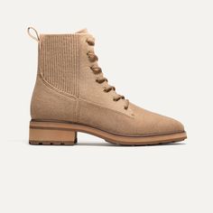 The Laced Lug Boot in Hickory shown from the side. Boot For Women, Lug Boots, Mule Sneakers, Clog Boots, Lug Sole Boots, Saddle Brown, Sneaker Slippers, Mary Jane Heels, Slipper Boots