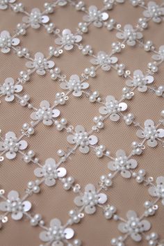 New Arrive Heavy Beaded Couture Lace Fabric for Wedding Dress, 3D Pearl Bridal Lace Fabric, Wedding Gown Lace by Yard The Lace Fabric is for 1 yard,You will receive the fabric in one continuous piece if you purchase more than 1 yard. ❤ ITEM INFORMATION Width about: 51inch (130Centimeters) Length : 91 Centimeters/ 1Yard Material:Lace,Beaded, Sequins, Pearls  Colors: color as shown. Off White ❤ NOTE We offer special discounts for designers and wholesale orders!If you want know more information abo 3d Lace Fabric, Dress Beads Design, 3d Sequin Embroidery, Bead Work On Fabric Ideas, Beading Techniques Fabric, Pearls Embroidery Designs, Dress With Beads Design, Embroidery And Beading, Beaded Clothes Design