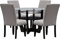 The Lennox Dining Collection is a clear winner with its retro-inspired style and mixed-material construction. Lennox Dining Table and 4 Dining Chairs - Gray Canadel Dining Sets Kitchen & Dining Chairs, Bedroom Cabinets, 4 Dining Chairs, American Signature Furniture, Reclining Furniture, Value City Furniture, Dining Table Top, Reclining Sectional, Grey Chair