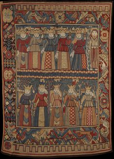 an old tapestry with people and animals on it