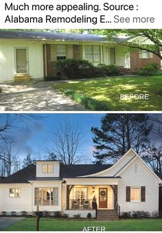 before and after pictures of a house in the same color as it appears on this page