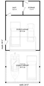 the floor plan for a two car garage