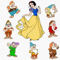 snow white and the seven dwarfs from disney's snow white movie, as depicted in cartoon art