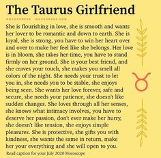 the taurus girlfriend poem is shown in yellow and black with an image of a woman's zodiac sign