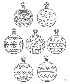 christmas ornament coloring pages to print and color for kids, including the ornaments