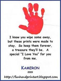 Handprint and Footprint Arts & Crafts: 6 Last Minute Grandparent's Day Ideas Handprint Poem, Mother's Day Projects, Infant Room, Mothers Day Poems, Mother's Day Activities, Mothers Day Crafts For Kids, Footprint Art