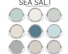 six different shades of sea salt with the words, whole house color scheme on them