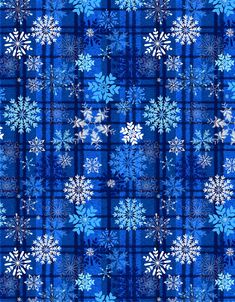 blue and white snowflakes on plaid fabric