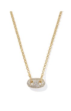 Kendra Scott Bailey Pave Short Pendant Necklace in Gold/White Crystal Short Pendant Necklace, Hardware Jewelry, Word Bracelet, White Crystal, Love Is Free, Gold Pendant Necklace, Micro Pave, Kendra Scott, Crystal Items