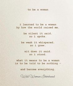 an old typewriter with the words i learned to be a woman