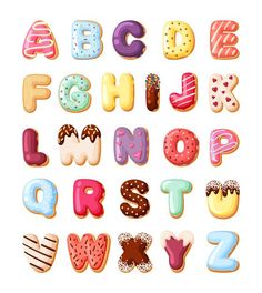 the alphabet is made up of different types of cookies and icing, including one for each letter