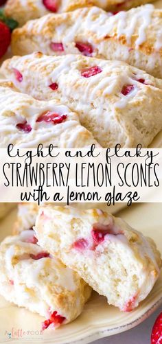 some strawberry lemon scones are on a plate