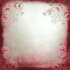 a red and white photo frame with flowers on the edges, in front of a pink background