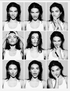 many different pictures of a woman making faces