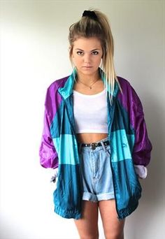 Vintage, retro puma jacket                                                                                                                                                                                 More Look 80s, Look Grunge, Fashion 90s, 80s Outfit, 1990s Fashion, 90s Fashion Outfits, 90s Outfit