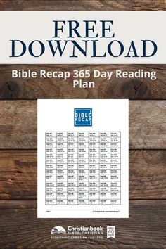 the free printable bible reading plan is shown on a wooden background with text that reads,