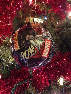 a christmas ornament hanging from the tree