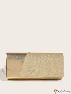 Bird in Bag - Gold-Tone Glitter Flap Clutch Bag for Women, Can Be Worn Crossbody or Carried by Hand, Perfect for Gold Glitter Bags For Night Out, Glamorous Gold Evening Bag With Glitter, Gold Glitter Evening Bags, Glamorous Gold Glitter Evening Bag, Gold Rectangular Bags With Glitter, Gold Glitter Evening Bag For Formal Occasions, Gold Glitter Clutch For Formal Occasions, Gold Glitter Evening Bag For Night Out, Gold Glitter Rectangular Clutch