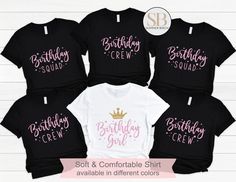 Birthday Crew Shirts, Birthday Group Shirts, Birthday Team Shirt, Birthday Squad Party Shirts, Birthday Girl T-shirt, Birthday Gift for Her Every order is carefully handmade and processed by our small team the same day we ship out. Our processing time is 1-3 business days. We will try to rush any orders with an upgraded shipping.  Price is per shirt, not as a set. ♥ HOW TO ORDER ♥ > Select the DESIGN/COLOR from the 1st drop-down menu. > Select the SIZE from the 2nd drop-down menu. > Then click A Birthday Crew Shirts, Birthday Group Shirts, Birthday Girl T Shirt, Group Shirts, Team Shirt, Adulting Shirts, Girl T Shirt, Birthday Gift For Her, Team Shirts