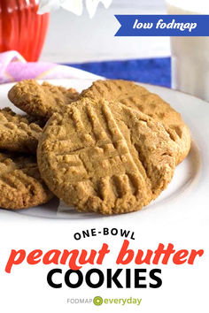 one bowl peanut butter cookies on a white plate