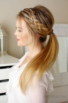 Tejido De La Diadema De Trenza // #Diadema #Tejido #trenza Wedding Guest Hairstyles, Easy Hairstyles For Long Hair, Braids For Long Hair, Long Hair Cuts, Rehearsal Dinner, Grow Hair, Prom Hair, Diy Hairstyles