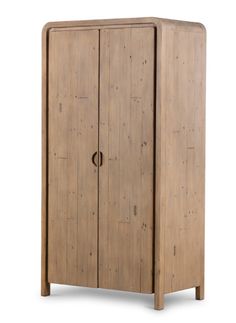 a tall wooden cabinet with two doors