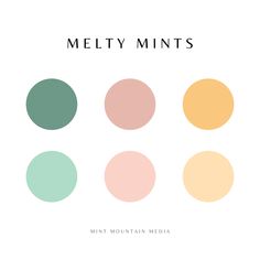 five different colored circles with the words melty mints