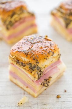 ham and cheese sandwich on top of each other with black pepper sprinkles