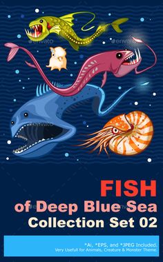 fish of deep blue sea collection set 02