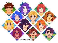 an image of many people with different hair colors and glasses on their faces, all in squares