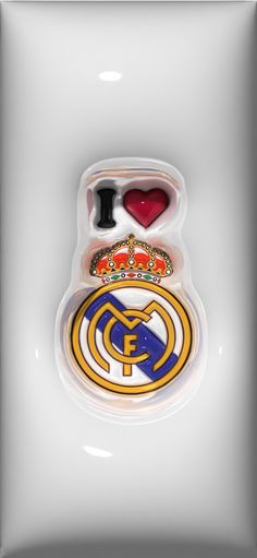 i love real madrid badge on white background