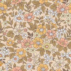 a floral pattern with many different flowers