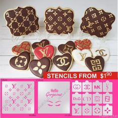 cookies decorated with louis vuitton designs and stencils from $ 19 99