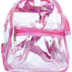 Made Of Heavy Duty Clear Pvc. This Super Convenient Bag Is Completely Transparent And Will Keep All Your Valuables Safe And Handy At All Times. Features 1 Large Zipper Closure Compartment And 1 Front Zipper Closure Compartment That Hold All Your Daily Essentials. Adjustable Straps See Through Design Allows Easy Travel And Visibility Of Items For Security Checkpoint. It Is Suitable For All Football Matches, Sport Games, Concerts, Parties And Festivals With Piece Of Mind. Trendy Silver Backpack For School, Silver Standard Backpack For School, Silver Backpack For Back To School, Silver School Bag With Zipper Closure, Pink Backpack With Clear Strap For Everyday Use, Trendy Clear Backpack With Clear Strap, Trendy Silver Backpack, Clear Bags For Concerts, Iridescent Backpack For Everyday Use