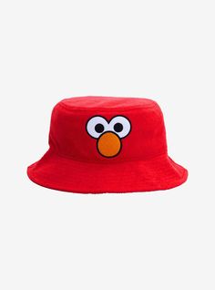 Lalalala  we're in Elmo's world! This soft textured Sesame Street bucket hat has Elmo's eyes and nose embroidered on the front.80% polyester; 20% cottonImported Playful Cotton Bucket Hat With Short Brim, Casual Adjustable Costume Hat With Short Brim, Fun Red Adjustable Bucket Hat, Playful Cotton Bucket Hat, One Size, Fun Hats With Embroidered Logo One Size, Fun Hats With Embroidered Logo, Playful Cotton Brimmed Hat, Fun Embroidered Logo Hat One Size, Playful Red Bucket Hat