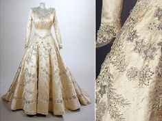 the dress worn by queen victoria is shown in two different views, and then on display