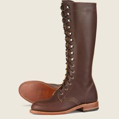 Women's Gloria Tall Boot in Dark Brown Leather 3386 | Red Wing Dark Brown Lace Up Boots, Red Wing Heritage Boots Women, Red Wing Heritage Boots, Flapper Shoes, 1930s Shoes, Womens Tall Boots, Red Wing Boots, Red Wing Shoes, Wing Shoes