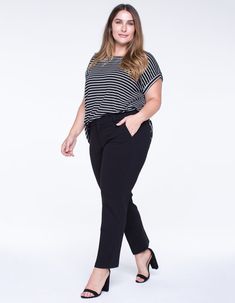 Work Wardrobe Staples, Trousers Plus Size, Knit Trousers, Trouser Outfits, Mid Size, Work Outfits Women, Work Wardrobe, Capsule Wardrobe, Business Casual