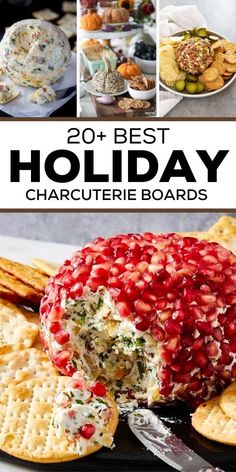 the best holiday charcuterie board is on display with crackers and cheeses